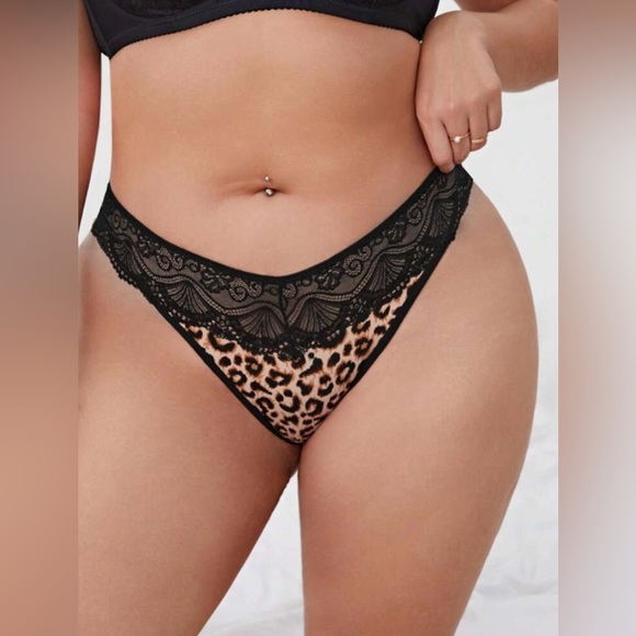 Leopard Print Contrast Lace Panty - Picture 2 of 4